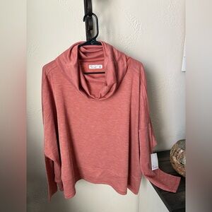 Women's Cowl Neck Sweater - Rusty Red